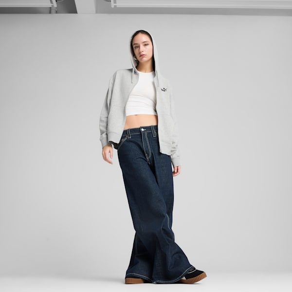 Chandail à capuchon en tissu bouclette confortable à fermeture éclair entière Essentials Small avec logo n<sup>o</sup> 1 Femme, Light Gray Heather, extralarge